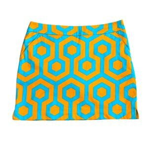 Loudmouth Ladies Golf Skort 12 Orange Teal Colorful Athletic Pickleball Tennis